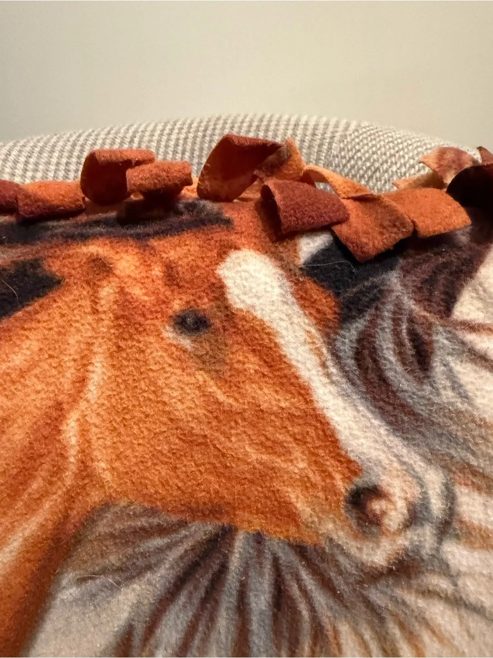 Fleece Horse Print Accent Pillow - Brown & White Horses